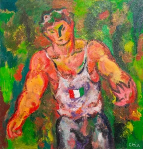 Sandro Chia Ragazzo Com Bandiera Italiana 1984